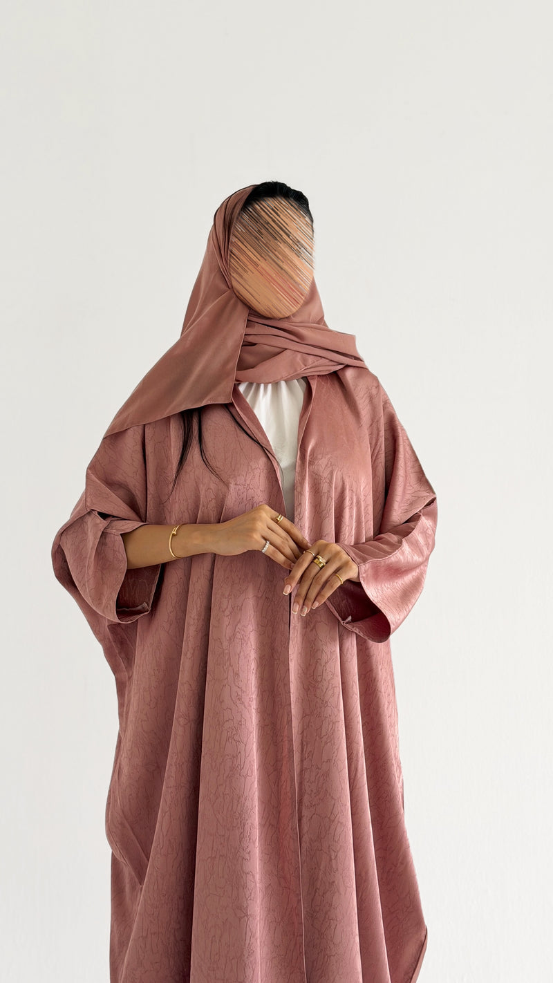 Rose Jacquard Silk Abaya — عباية جاكار زهرية